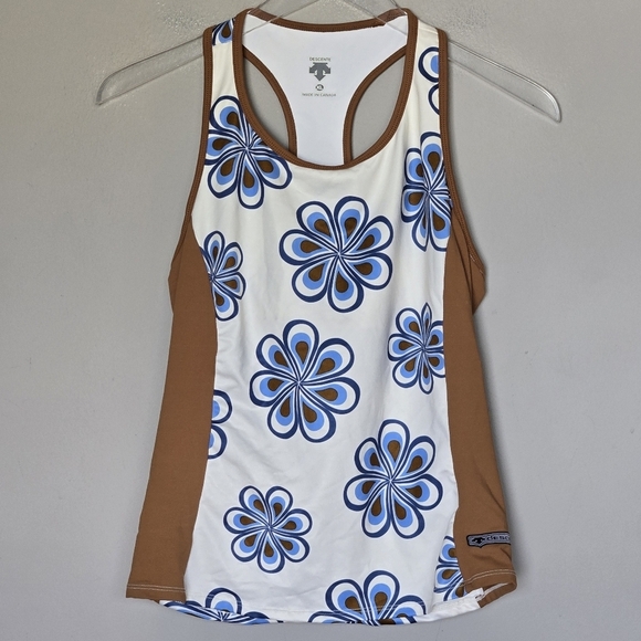 Descente Retro Y2K Boho Floral Cycling Tank Running Biking Workout Racerback XL - Picture 1 of 9